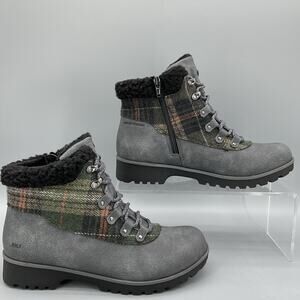 JBU Charcoal and Plaid Ankle Boots